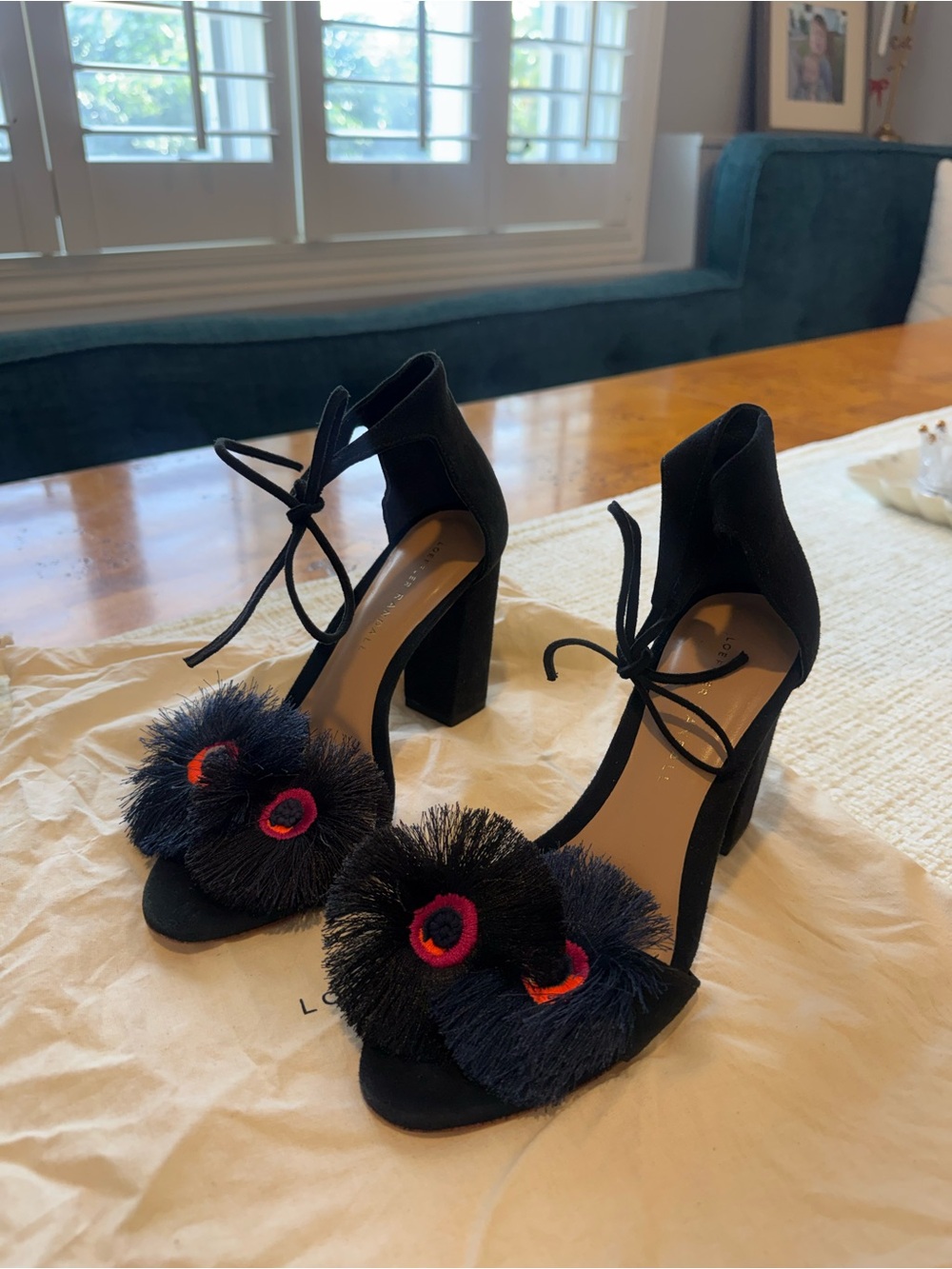 Loeffler Randall Virginia Floral Block Heels with Multicolor Pom Saks Fifth Ave